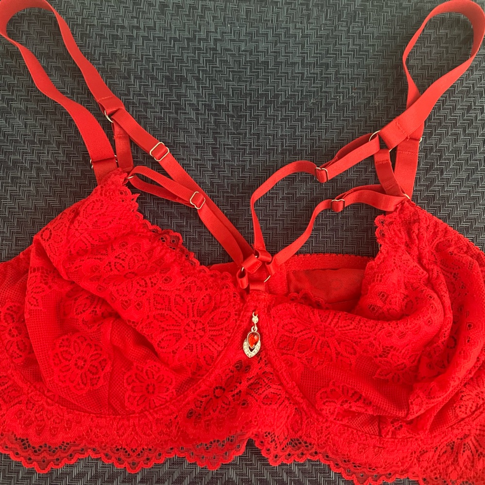 Elegant Red Lace Bra
